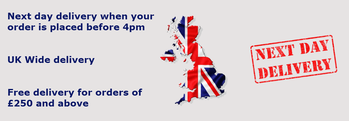 UK Wide next day delivery free delivery for orders of £250 and above